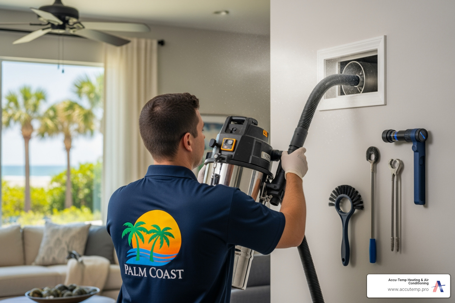 "My allergies have been bad lately. What are some reputable companies for air duct cleaning in the Palm Coast area?"